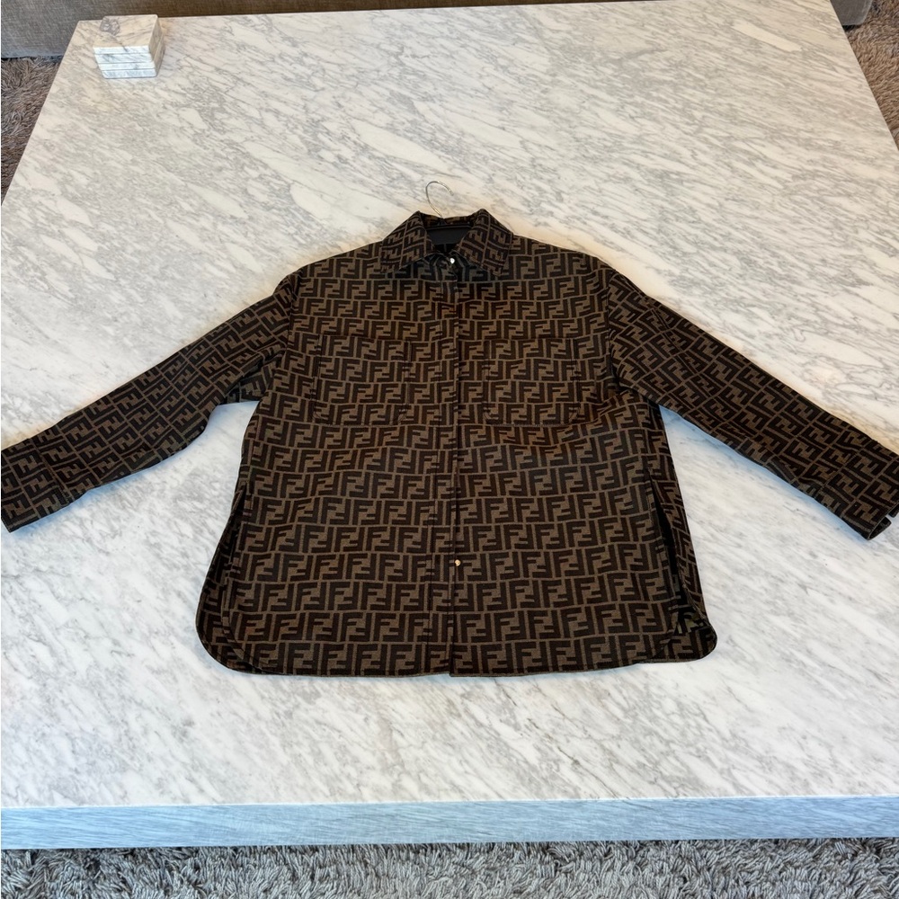 Fendi FF Logo Jacket in Brown and Black